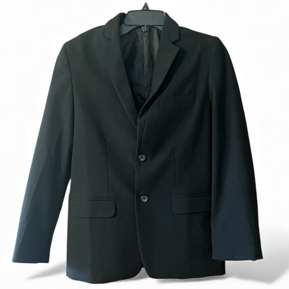 Van Heusen Classic Black Boys Button Up Suit Jacket Blazer Size 14 Regular
